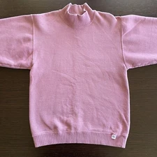 Vintage Russell Athletic Pink Mock Neck Sweatshirt Cute Size Small 80s 90s USA