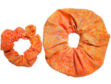 ORANGE SHERBET SCRUNCHIE PONY TAIL HAIR TIES 100 COTTON JUMBO  SKINNY MADE USA