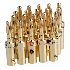 10PCS Gold Plated Banana Plugs Audio Jack Speaker Wire Cable Screw Connector 4mm