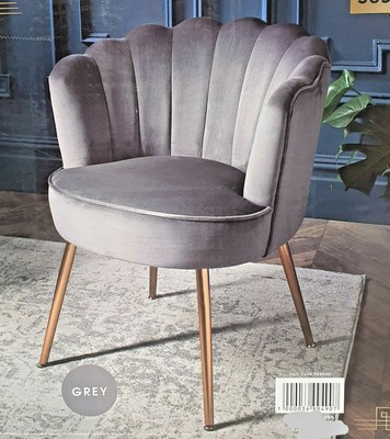 Hannah Grey Velvet Chair With Gold Metal Legs, Lounge Living Room