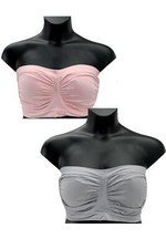 Breezies Seamless Underwire Bandeau Bras Silver/AngelPnk -Set of 2