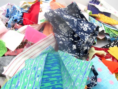 2lbs SCRAP FABRIC, Cotton, Knit, etc. SOME VINTAGE for Crafts, Doll Clothes, Etc