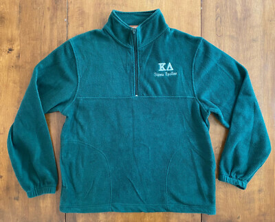 Womens KAPPA DELTA KD SORORITY PULLOVER FLEECE Half Zip LONG SLEEVES Green Sz S