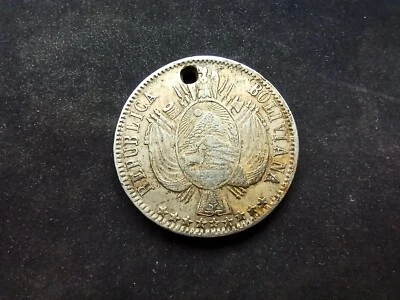 Bolivie : Un Boliviano 1866 Argent ; Trouée (Ref 3003) - Photo 1/2