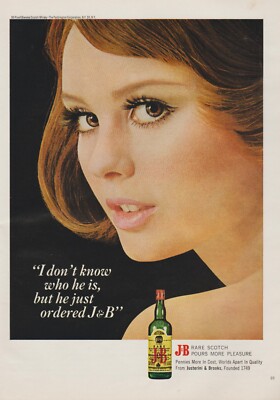 1967 J&B Scotch - Cute Brown Eyed Redhead Girl ''Don't Know Who He Is'' - Print Ad