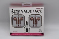 2-Pack 3.5mm Stereo Audio Male To 2 Female Headphone Splitter Adapter & Earbuds