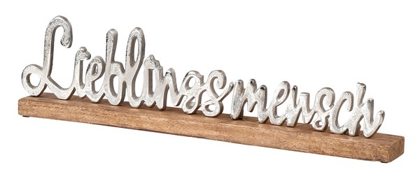 Lieblingsmensch Schriftzug L48Cm Metall Mango Silber Holz Tischdeko Aufsteller-image