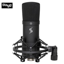 Stagg SUM45-SET Cardioid USB Black Microphone w/ Stand, Shock Mount, Pop Filter
