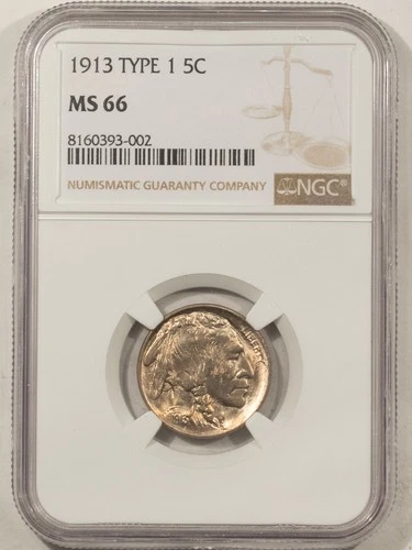 1913 BUFFALO NICKEL TYPE 1 - NGC MS-66, BLAZER & PREMIUM QUALITY!