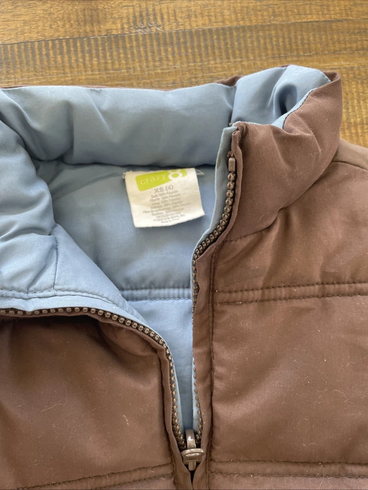 Set Of 3 (size 4/5) Brown Zip-Up Puffer Vest with  Collar + 2 Long Sleeves - Image 4 of 4