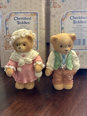 Cherished Teddies Grandma & Grandpa Lot (2) #127914 #127906) God's Special Gift
