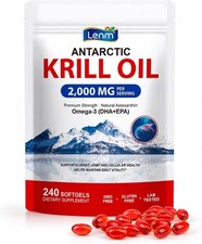 Antarctic Krill Oil 2000Mg per Serving | 4 Month Supply | 240 Softgels | Omega 3