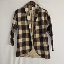 Hayden Girls Plaid Basic Coat XL Brown Beige Long Sleeve Long Length