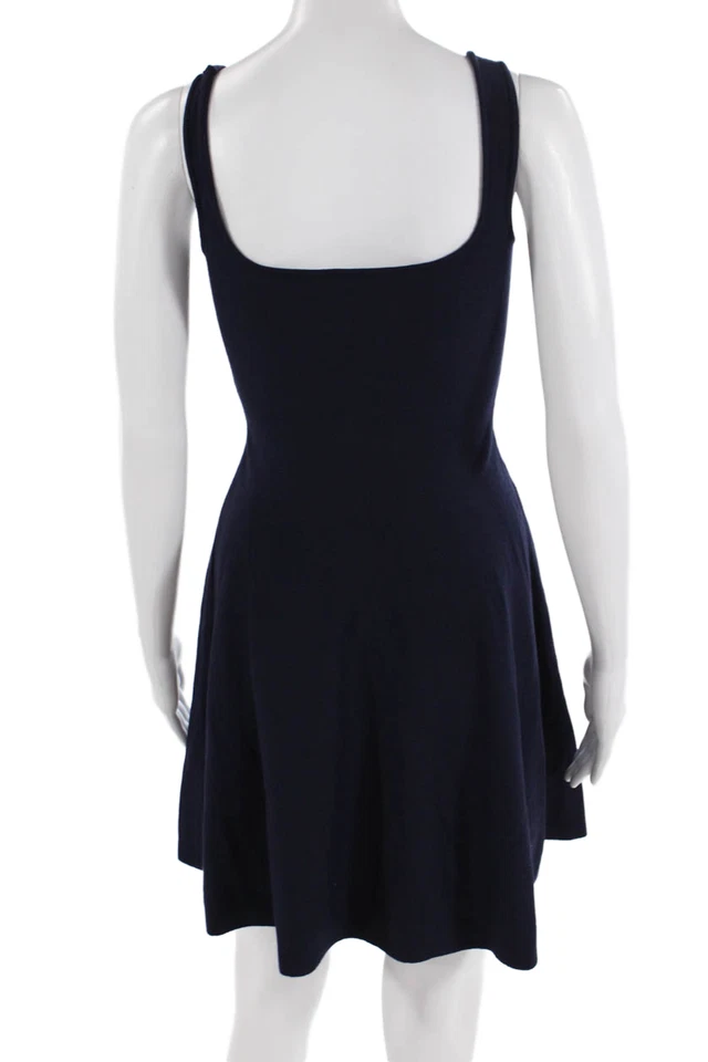 Aqua Women Fit & Flare Tank Dress Dark Blue Square Neck Sleeveless Size S - Image 3 of 4