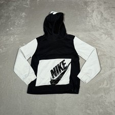 Nike Sweatshirt Kids Small Black Sportswear Club Fleece Hoodie Sweater Boys