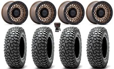 KMC Aztec Beadlock 15" Wheels Br +0mm 32" RocScraper Tires Textron Wildcat XX