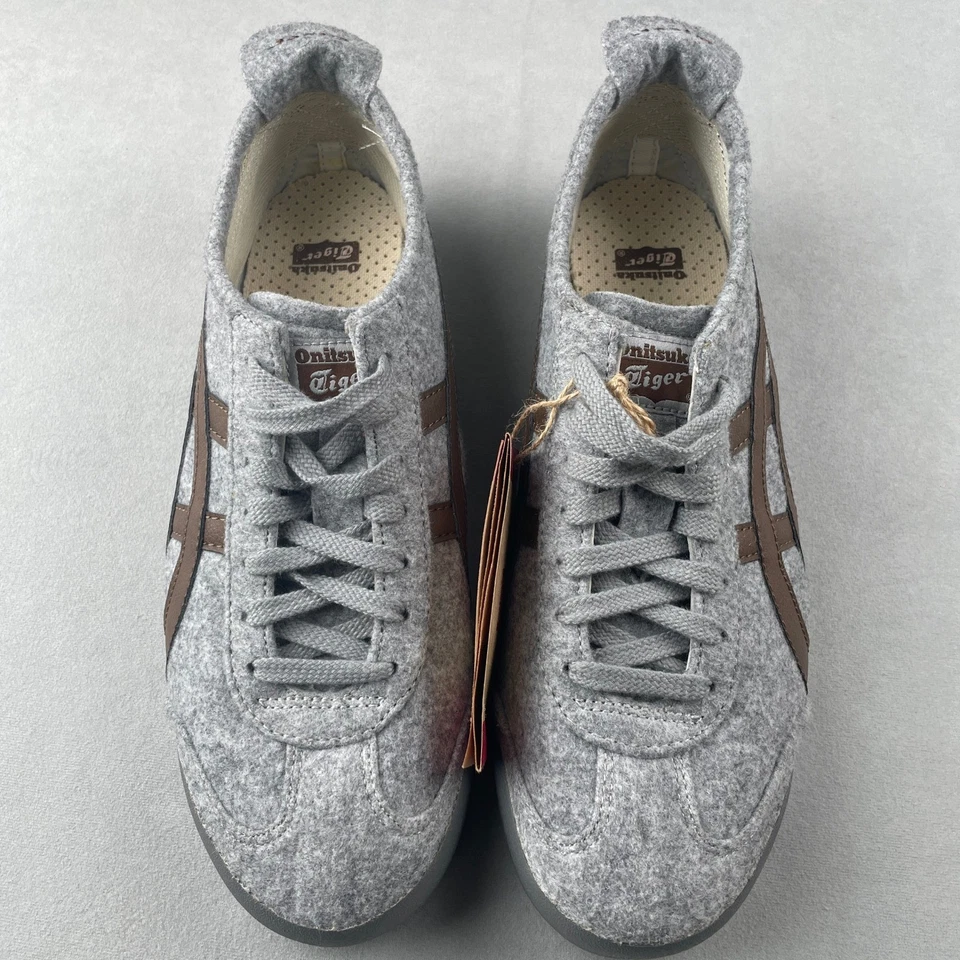 Onitsuka Tiger Mexico 66 Sneakers US 10.5 EU 44.5 Grey Felt Brown Stripe Rare - Image 4 of 4