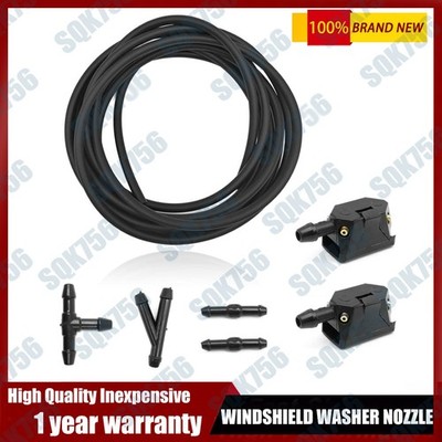 Windshield Wiper Washer Squirter Nozzle Spray Jet Kit Fluid Hose Car Universal