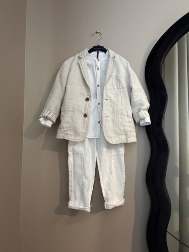 ZARA Boys 3 Piece Suit Set Jacket Pants Shirt 4-5 Years