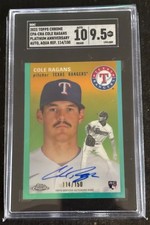 2023 Topps Chrome Platinum Cole Ragans RC Auto /150 Aqua Refractor Texas SGC 9.5