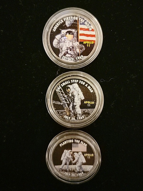 2 sets of Apollo 11 Moon Landing Commemorative Coins; $30 Per Set Of 3