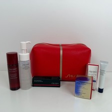 Shiseido 6 Piece Vital Perfection Travel Set Eye Cream Cleanser Cosmetic Bag