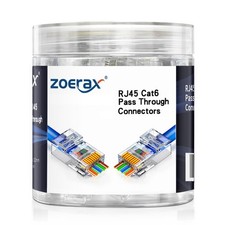 ZOERAX 100-Pack RJ45 Cat6 Pass Through Connector 100-Pack, Transparent