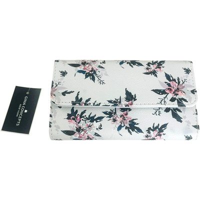 GINA CONCEPTS New York Wallet - Women's White with Floral Design - NEW with tags