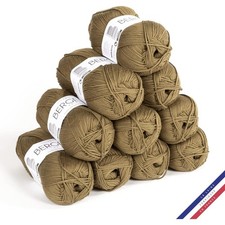 10 pelotes de laine - Mousse - 100% coton bio - 3mm - Tricot et crochet - Bergèr