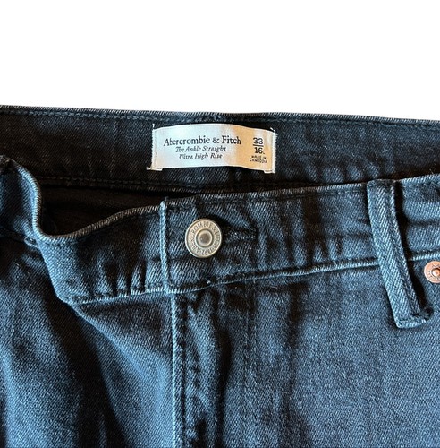 Jean de tiro ultra alto recto al tobillo Abercrombie & Fitch para mujer talla 16 largo - Imagen 2 de 6