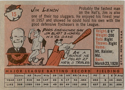 1958 Topps 15 Jim Lemon EX-MT #D317599 | eBay