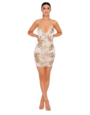 slim fit dress slacks Embellished Sweetheart-Neck Mini Dress in Gold - 6