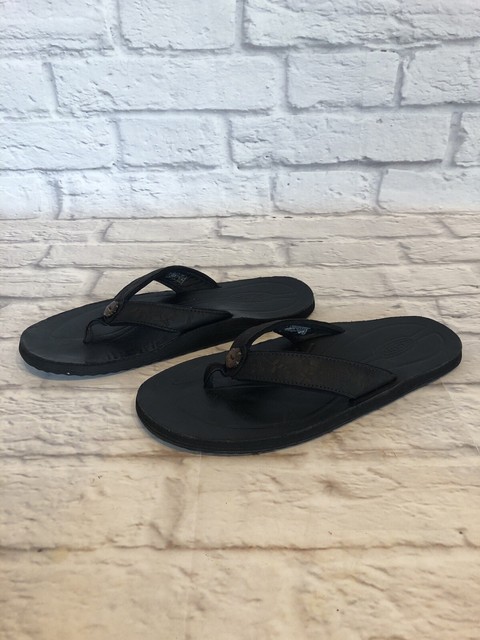 Keen Florence Womens Size 8 Black Leather Leaves Button Flip Flop Sandals 6L4 | eBay