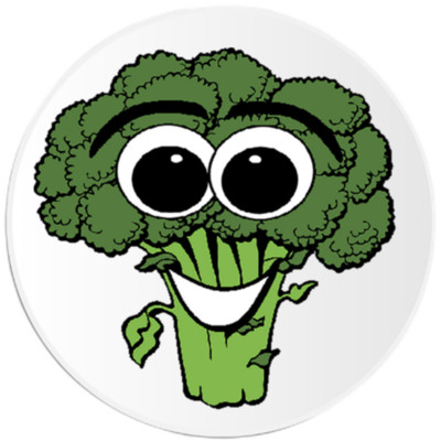 Smiling Broccoli - 10 Pack Circle Stickers 3 Inch - Vegetable Green Veggie Cute
