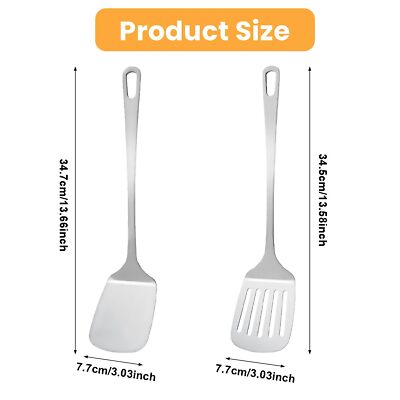 Stainless Steel Spatula Set - 2 Piece Silver Kitchen Utensils For Cooking