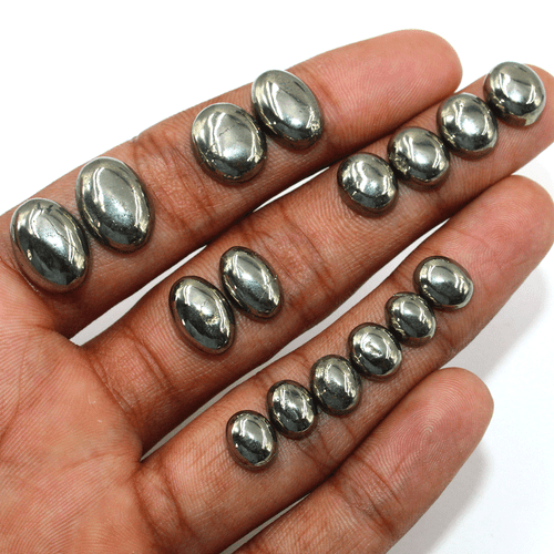 16 Pcs Natural Golden Pyrite 9x7mm To 15x11mm Oval Cabochon Calibrated Gemstones - Picture 6 of 12