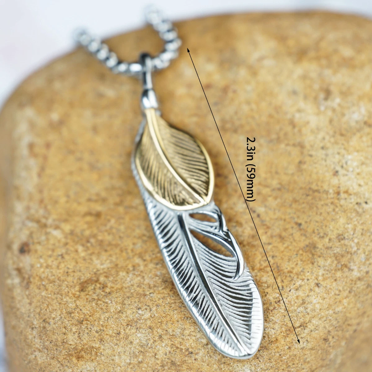 Silver Feather Pendant on Box Chain Necklace - | Lazaro SoHo