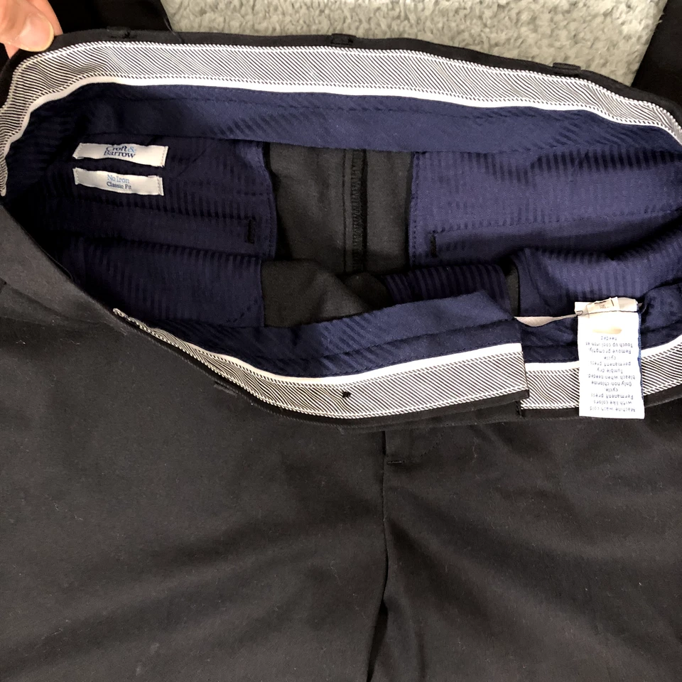 Pantalones de vestir Croft & Barrow para hombre 34x30 negros sin hierro pantalones de ajuste clásico Foto 3 de 4