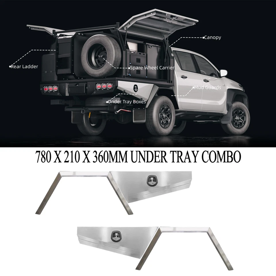 Pair 780mm Double Tapered Under Tray Ute Tool Box and Mud Guards AU STOCK - image 2 of 4