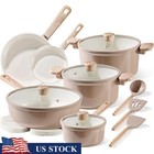 12Pcs Non Stick Ceramic Cookware Set Healthy Pots Pans Kitchen PFAS PFOA Free US