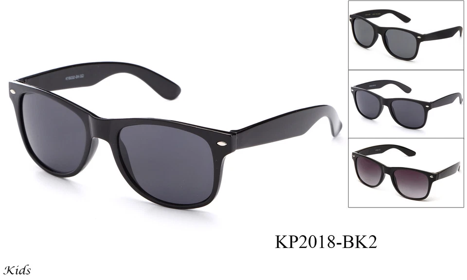 Enfants Lunettes de Soleil Rétro Cadre Noir Garçons Filles UV 100% Câble Gratuit - Photo 1/1