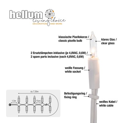 Hellum 10,35m, 5V Glühlampenwerk Minikette - Weiß/Klar (835083 