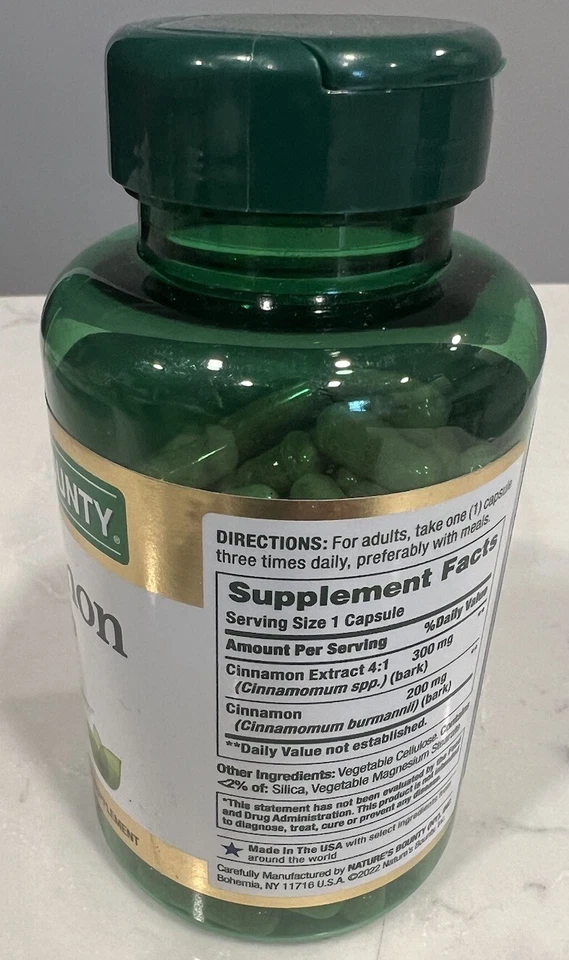 NUEVO Nature's Bounty Canela 1500 mg Metabolismo del Azúcar, 100 Cápsulas Exp 04/2026 Foto 3 de 4