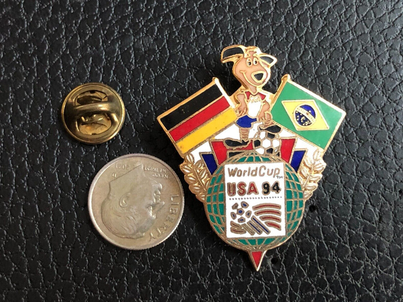 Vintage Soccar World Cup USA 94 Hat Pin, Tie Tack, NEW 2 Flags