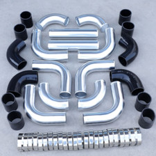 12 Pcs 3 Polished Intercooler Piping Black Silicone Coupler Clamp Kit