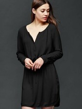 Gap Soft tie shirtdress Size XS True Black (1422B6)