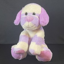 KellyToy Purple White Stripe Puppy Dog Plush Stuffed Animal Toy Soft Purple Nose