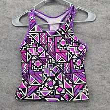 Speedo Tankini Girls 12 Purple Geometric Swimwear