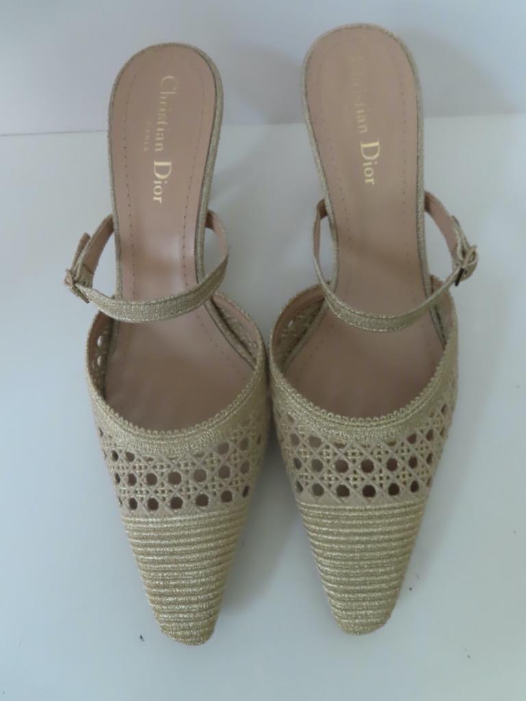 NWOB Christian Dior Or Dior Gold Capture Heeled Mules EUR 39D