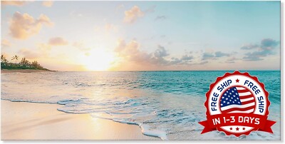 Lienzo decorativo para pared con puesta de sol en la playa, 50 x 101 cm NUEVO US
